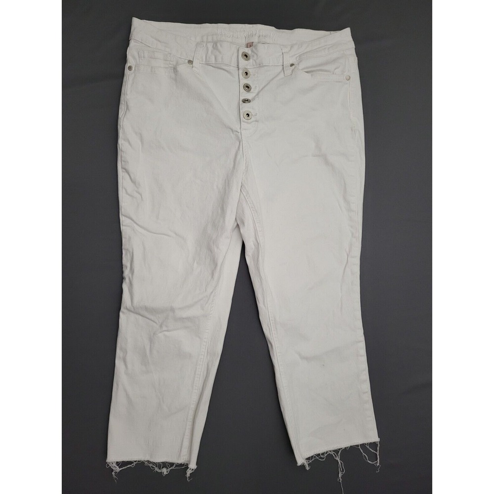 Hydraulic Nolita Slim Straight Curvy White Jeans Womens 16W Button Fly Raw‎ Hem